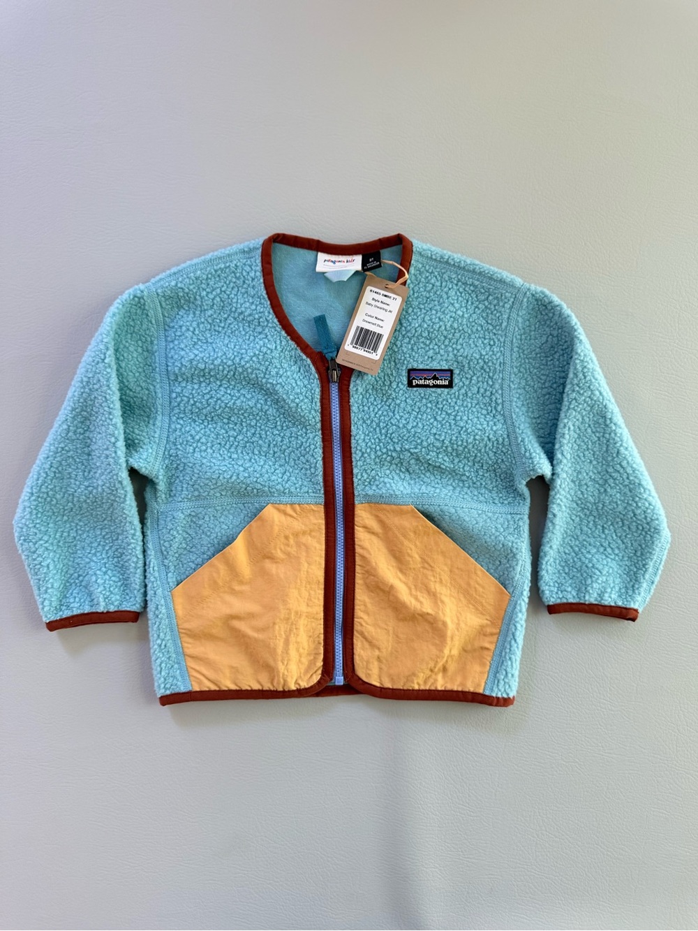 Patagonia Baby Shearling Fleece Jacket Cardigan Snowmelt Blue size 2T - New